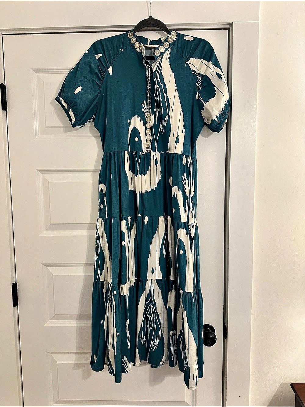 Sheridan French Abstract Print Maxi Dress Blue & White